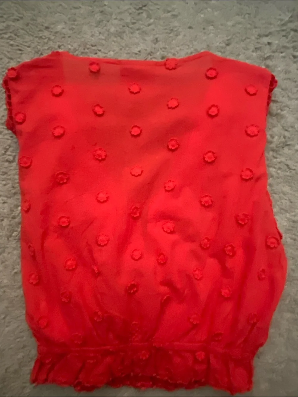 FARM Rio Vibrant Red Embroidered Puff-Sleeve Blouse